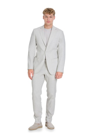 Hatemoğlu Bej Slim Fit Mono Yaka Keten Takım Elbise 29703 Bej