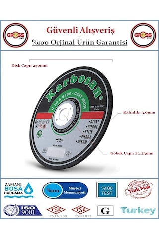 Karbosan Mermer Kesme Disk Taşı - 230mm