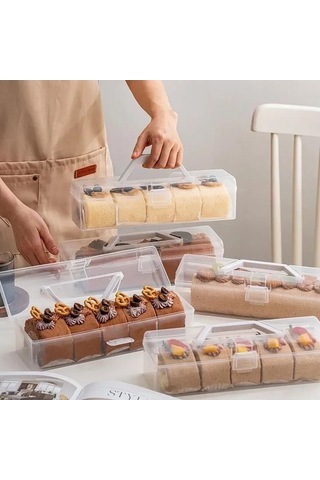 Besthome1 Geniş Kapaklı Kek Saklama Kutusu - Şeffaf Pp Malzeme Şeffaf