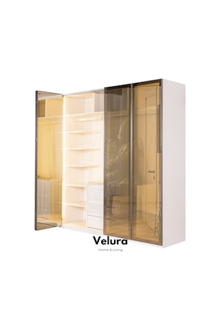 Tress 4 Cam Kapaklı Akordiyon Gardırop Dolap Krem