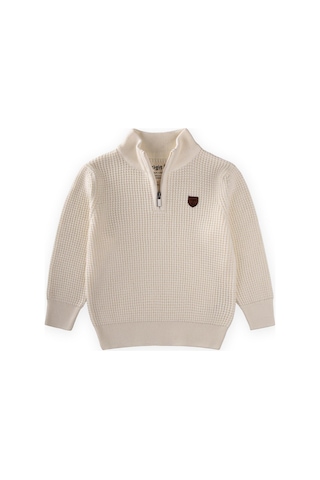 Selanik Triko Fermuarlı Kazak 2-11 Yaş Ekru Ekru