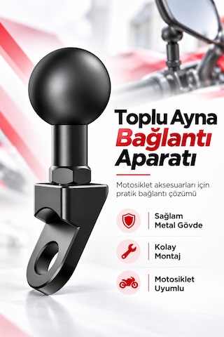 Rbh-rm-25.4n Motosiklet Toplu Ayna Bağlantı Aparatı 25.4 Mm Telefon Ve Aksiyon Kamera Tutucu Uyumlu Siyah