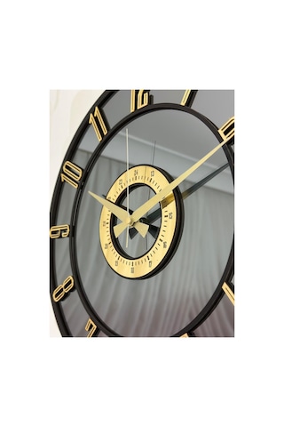 Pey Aksesuar Aynalı Duvar Saati Gerçek Ayna 60 Cm Modern Tasarım C61-füme-siyah-gold
