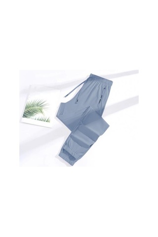 Unisex Streç Hızlı Kuruyan Pantolon Buz İpek Spor Streç Aktif Pantolon Bağcıklı Günlük Bol Jogger Cepli Yürüyüş Seyahat İçin Açık Gri
