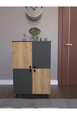 Esyah 4 Kapaklı Ayakkabılık Ahşap - Beyaz