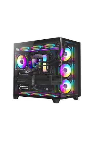 Dragos Ocean Curved Pro 750W 80+ Temperli Cam Atx Mid Tower Oyuncu Bilgisayar Kasası Siyah