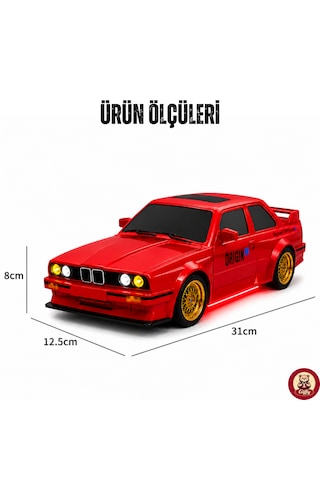 Uzaktan Kumandalı Bmw E30 Drift Arabası Retro Efsane Kasa 30 Km/h Sürat Yapabilen 4x4 Şarjlı Hız Ayarlı Led Işıklı 7 Farklı Renk 2 Farklı Mod Kırmızı