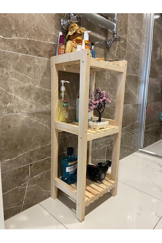 Ahşap 3 Katlı 90 35 30 Banyo Düzenleyici Ahşap