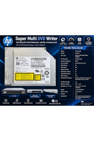 Hp Hlds Gud1n Super Multi Dvd Writer 9.5mm Slim Sata Dvd-rw