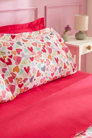 Kaşmir Home Sarah Anderson Amour Glow Kalp Desenli Tek Kişilik Nevresim Takımı Multicolour