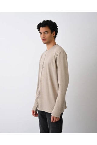 Bej Nakış Detaylı Sweatshirt Bej
