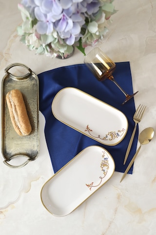 Keramika Bronze Bloom Noyan Kayık Tabak 26 Cm 2 Adet 22926 Krem