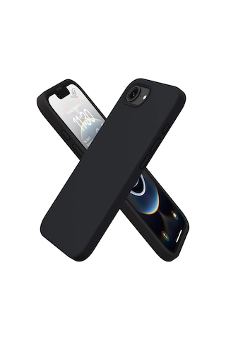 Apple iPhone 17e Uyumlu Içi Kadife Lansman Kılıf Ve 5d Tam Kaplayan Cam Ekran Koruyucu Siyah