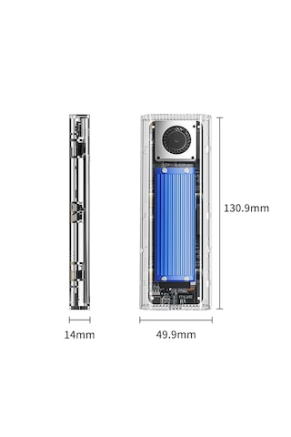 Orico Tcm2-u4 Thunderbolt 4 40gbps, Max. 4tb 2230/2280 M.2 Nvme Desteği, Led Gösterge, Dahili Fanlı, Şeffaf Şık Tasarım, Kolay Kurulum Tak Çalıştır, Type-c Disk Kutusu Tcm2-u4