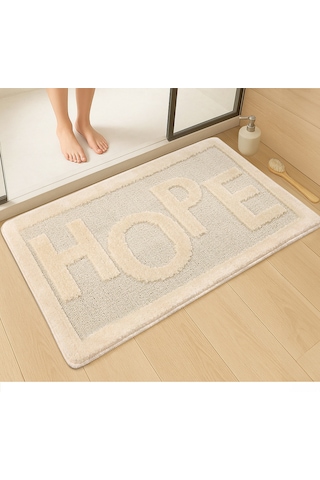 Doğal Kaymaz Taban Banyo Paspas Uzun Ömürlü Yumuşak Dokulu Su Emici Yıkanabilir Hope 60x100 Krem