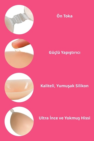 Cottonhill Silikon Göğüs Ucu Kapatıcı Straplez Yapışkanlı Görünmez Sütyen Bej