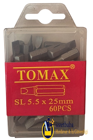 Tomax 5,5 X 25 Mm Düz Bits Uç 06020025 Slot 60 Adet