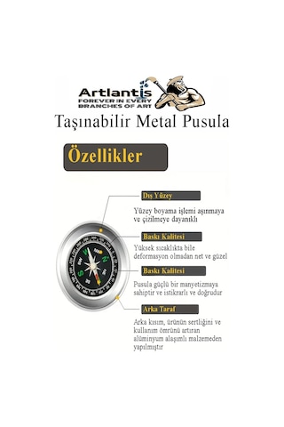 Pusula Çelik 75 Mm 1 Adet Profesyonel Metal Kasa Dayanıklı Taşınabilir El Pusulası Yuvarlak Cep Pusulası