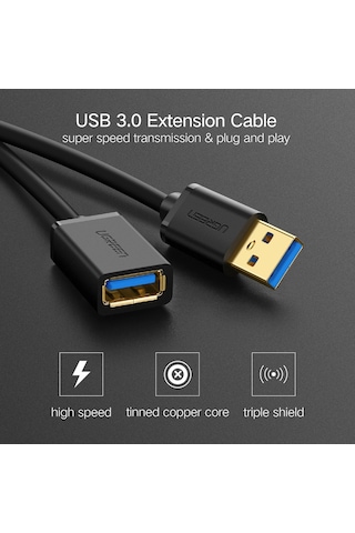 Ugreen 1m Usb 3.0 Erkek - Dişi Veri Senkronizasyonu Süper Hızlı İletim Uzatma Kablosu Kablosu