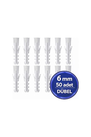 Plastik Dübel 6 Mm Beyaz Duvar Dübeli Çok Amaçlı Vidalı Montaj İçin 100 Adet 6