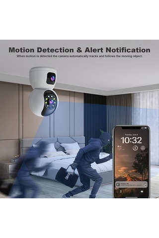 Maiyame 4mp Ev Güvenliği Kamera, Çift Lensli Ptz Wifi Ip Kamera, Bebek Bakıcısı, Hareket Algılama, İki Yönlü Ses, Gece Görüşü, Uzak Erişim