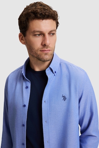 U.S. Polo Assn. Erkek Saks Uzun Kollu Basic Gömlek 50324708 Vr032 Koyu Mavi