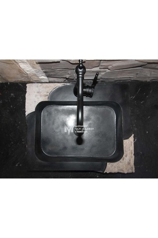Bazalt Siyah Dizayn Kare Lavabo