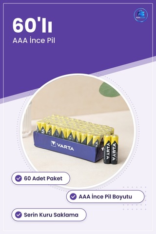 Aaa İnce Pil 60 Adet Toplu Paket Kumanda Saat Oyuncak Küçük Elekt