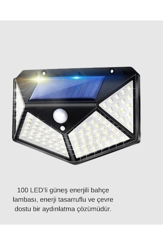 100 Led Güneş Enerjili Bahçe Lambası Pır Sensörlü, Ip65 Su Geçi