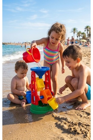 Eğitici Kum Ve Su Çarkı Değirmeni Plaj Oyuncağı 22 Cm