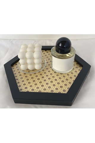 El Işi Ahşap Tahıl Rattan Tepsi Masaüstü Organizatör Dekor Aksesuarları Depolama Tepsisi Nordic Stil Ev Mutfak Depolama Tepsisi Depolama Tepsileri Altıgen Ahşap - Gri