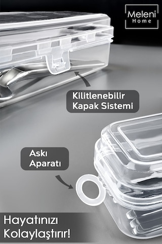 12'li Çatal Bıçak Kaşık Takımı Saklama Kutusu Seti - Çeyizlik Organizer Düzenleyici Saklama Kabı Şeffaf