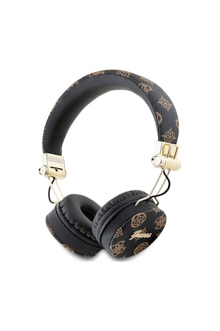 Guess Lisanslı Pu Desenli Metal El Yazısı Logolu Kulak Üstü Bluetooth Kulaklık Siyah