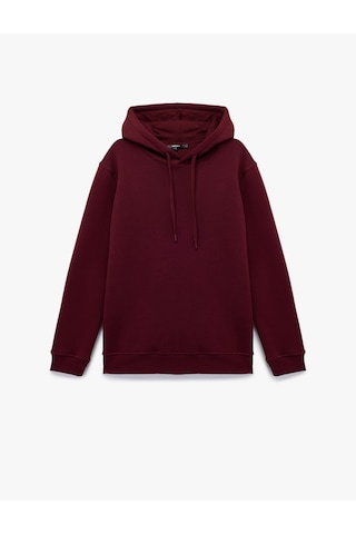 Koton Şardonlu Uzun Kollu Basic Kapşonlu Sweatshirt Bordo 6wam70015mk Bordo