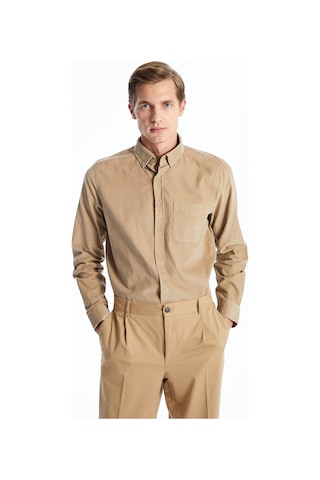 Lcwaıkıkı Classic Bej Regular Fit Uzun Kollu Kadife Erkek Gömlek