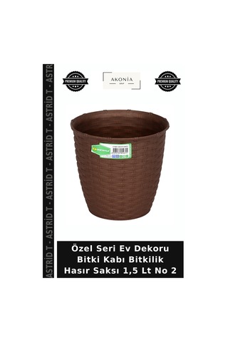 Özel Seri Ev Dekoru Bitki Kabı Bitkilik Hasır Saksı 1,5 Lt No 2