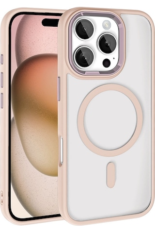 Apple iPhone 16 Pro Max Kılıf Wireless Şarj Özellikli Casen Krom Magsafe Silikon Kılıf