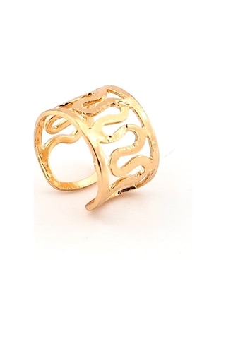 Gold Sari Renkli Earcuff Kikirdak Küpe Sarmal Desenli Ex097 Altın