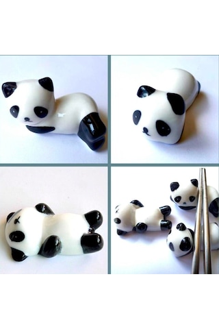 Omeniv 3 Adet Chopstick Standı Sushi Panda Japon Porselen