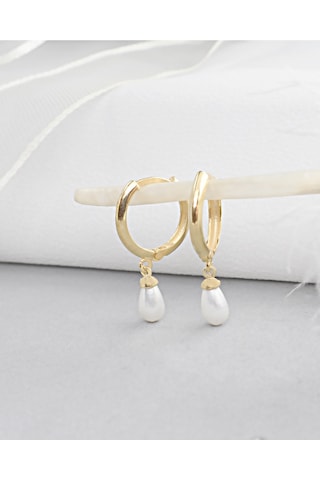 Brezza Lusso Jewelry 18k Serie Oro Hakiki İnci Halka Minimal Gümüş Küpe