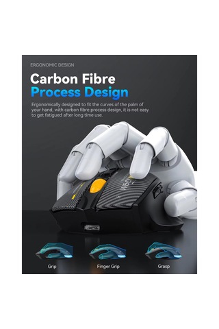 Mkespn Sxs-w601 7 Tuşlu Gaming Mouse Karbon Fiber 3 Modlu Kablolu - Bluetooth - Usb Alıcılı 12800 Dpı Makro Tanımlı Oyun Faresi -