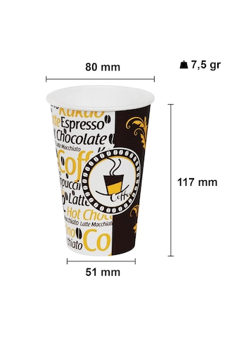 12 Oz Plastik Kapaklı Karton Latte Bardak 300 ML 100 Adet Beyaz