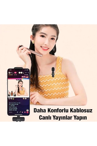 Ally K8 Lightning iPhone Uyumlu Tak Konuş Wireless Kablosuz Mini Yaka Mikrofonu Canlı Yayın Mikrofonu- 5775