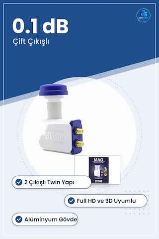 Twin Lnb Universal 0.1 Db Full Hd 3d Uydu Çanağı Çift Çıkışlı Çok