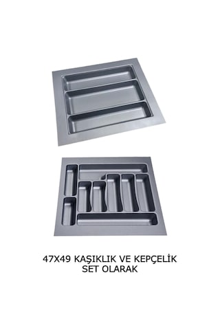 2'li Gri Renk Çekmece Içi Kaşıklık Ve Kepçelik 47x49 Cm Set Olarak 43x40 Ölçülerine Kesilebilir Gri