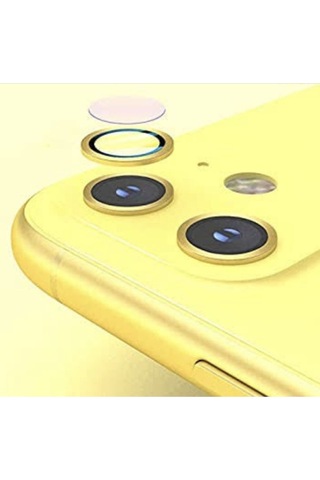 Apple Uyumlu iPhone 12 Mini Kamera Koruyucu Lens Mercek Metal Çerçeveli 2li Set Gold Altın