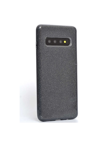 Samsung Uyumlu Galaxy S10 Kılıf Zore Shining Silikon-Siyah