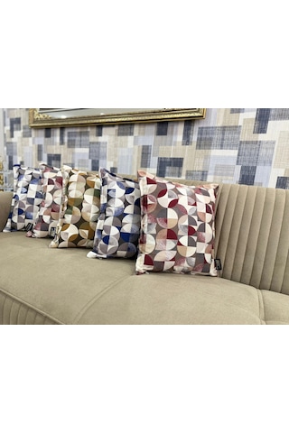 Nivemeshome Mozaik Bordo-gri 45x45 Dolgulu Kırlent Kılıfı Bordo-gri