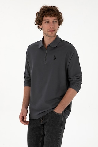 U.S. Polo Assn. Erkek Comfort Fit Yarım Fermuarlı Antrasit Sweatshirt 50313754-VR006