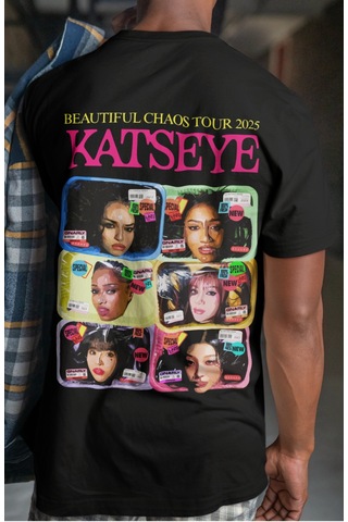 Sevbano Katseye Kpop Müzik Grubu Sırt Baskılı Unisex Oversize Tişört Siyah